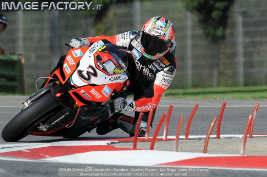 2009-09-26 Imola 0965 Variante alta - Superbike - Qualifyng Practice - Max Biaggi - Aprilia RSV4 Factory